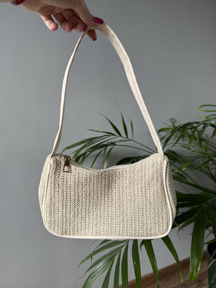 Torebka boho bagietka kremowa lato