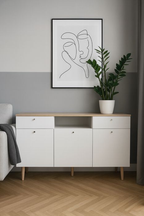 Komoda / szafka RTV biala, z szufladami