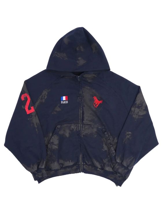 Balenciaga x Polo ralph lauren zip hoodie distressed