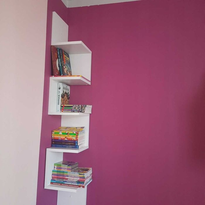 Półka Wisząca Narożna Ścienna Biały Regał 5 Półek Meble Do Pokoju