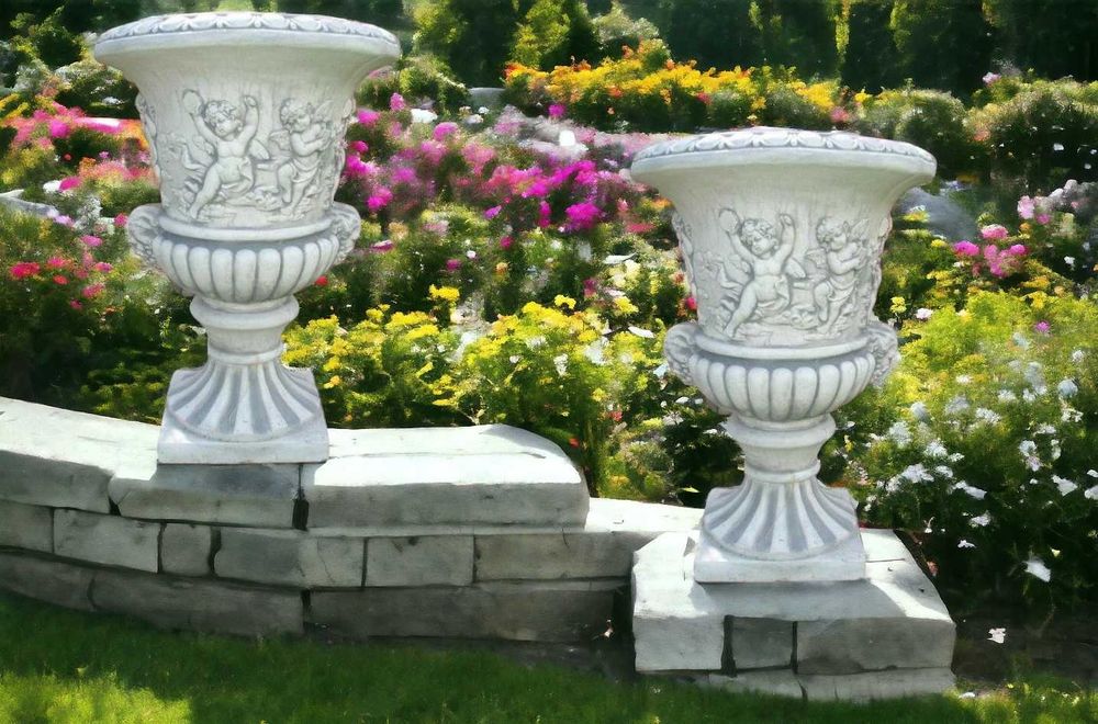 Donica ogrodowa z aniołami 2 szt.