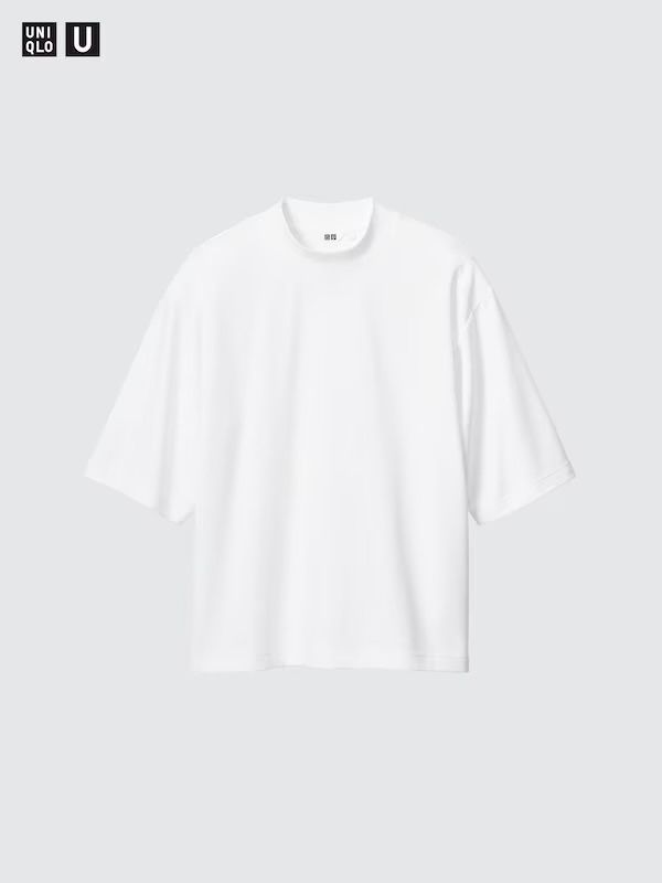 Футболка Uniqlo AIRism Cotton Oversized Mock Neck T-Shirt