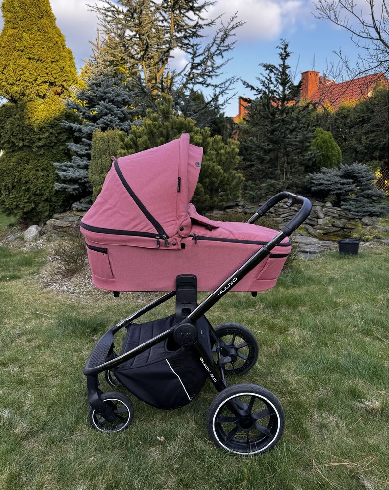 Muuvo Quick 3.0 Black Chrome Pure Pink - wózek 2w1 spacerowy i gondola