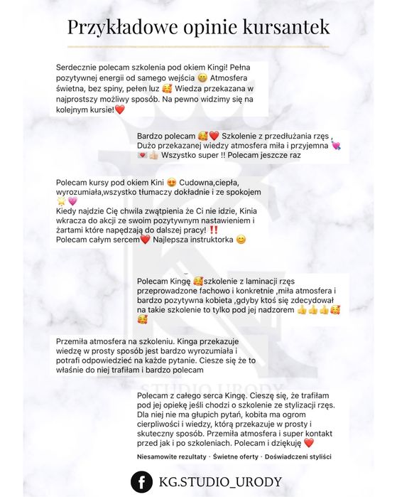 Rzęsy/ szkolenia ze stylizacji rzęs/ laminacji brwi/ henny pudrowej