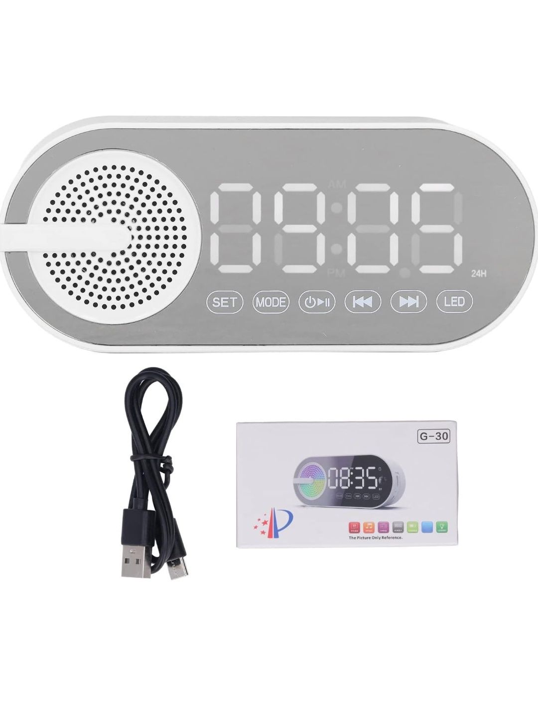 Radio, 2xBudzik, Zegarek, Głośnik Bluetooth