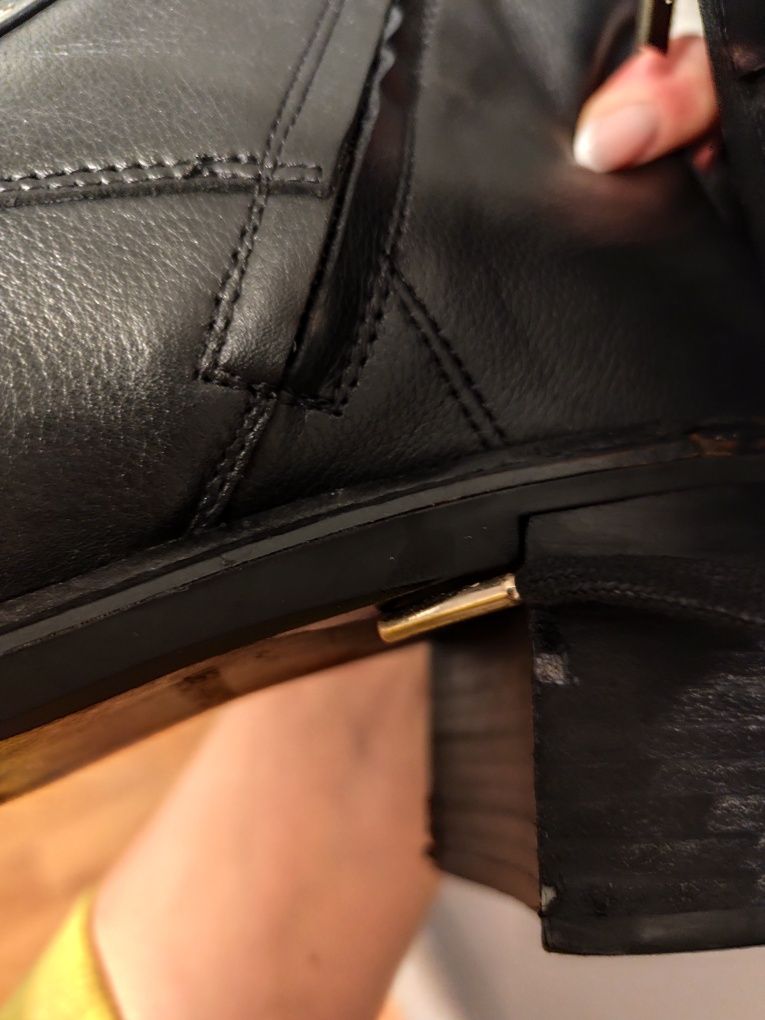 Botki kozaki czarne skóra korku Calvin Klein okazja