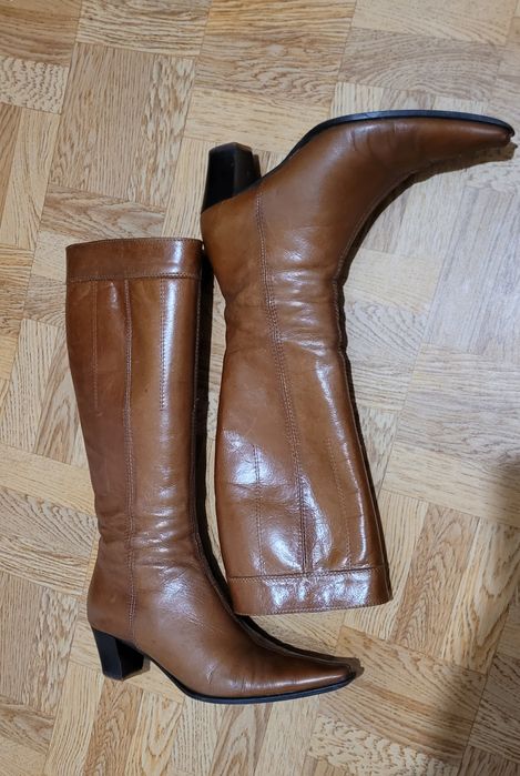 Сапоги рыжие кожаные утепленные италия 38 размер