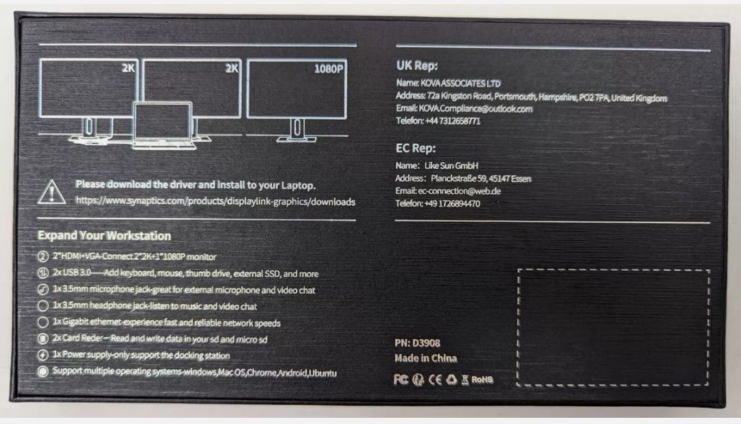 GIQ Hub USB C USB 3.0 na podwójny HDMI VGA Y521