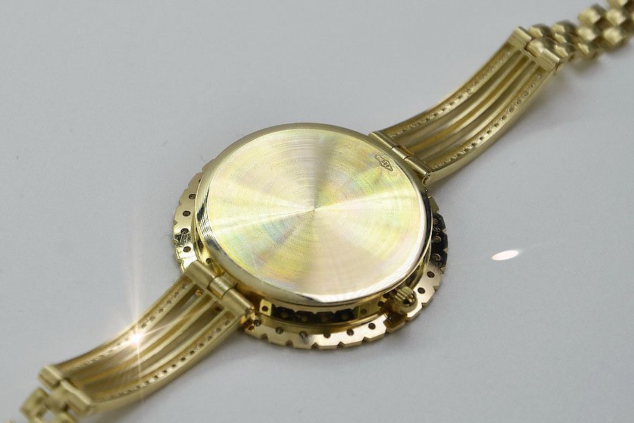 Złoty Okrągły Zegarek Damski 14K 585 Geneve z Kamieniami Gdańsk lw107y