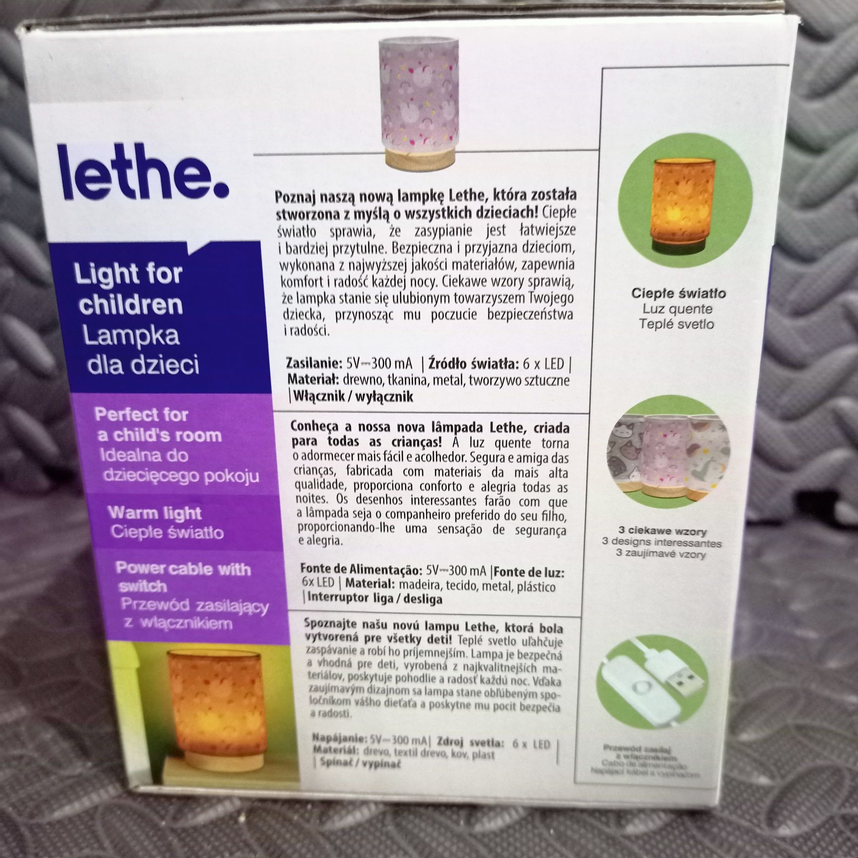 Lampka nocna Lethe jednorożce
