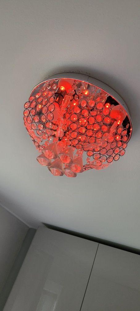 Plafon led pilot 3 kolory żyrandol lampa sufitowa glamour kryształy