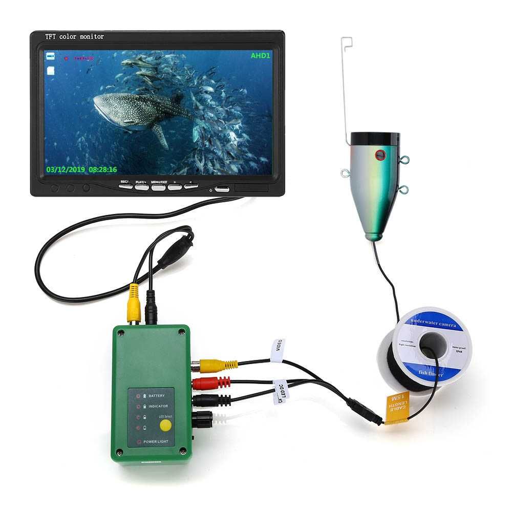 Câmara pesca 30 metros IR e LED monitor + acessórios