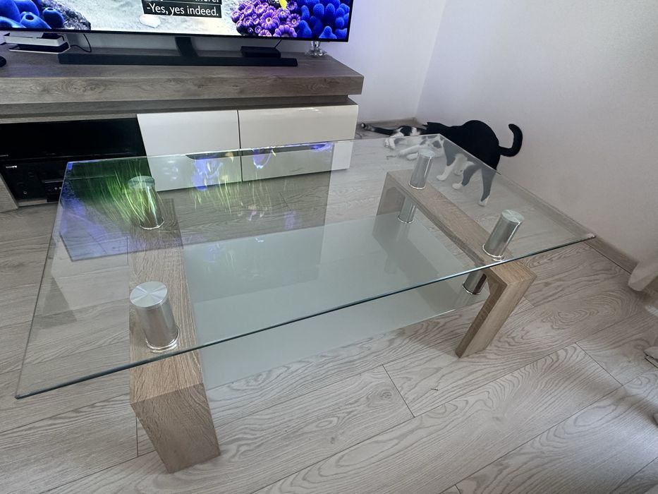 Stolik szklany drewniany Agata Meble 110x60