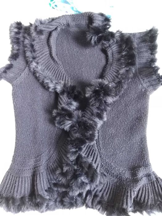 Kamizelka, obszycie z lisa, krolika, futro naturalne, skora naturalna