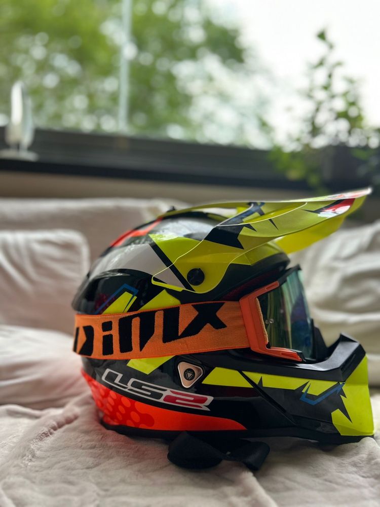 Kask z googlami Moto cros LS2 fast