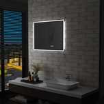 vidaXL Lustro łazienkowe z LED, czujnikiem dotyku i zegarem, 80x60 cm