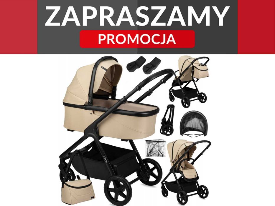 Nowy Wózek Spacerowy Gondola 2w1 Beżowy Adaptery torba akcesoria