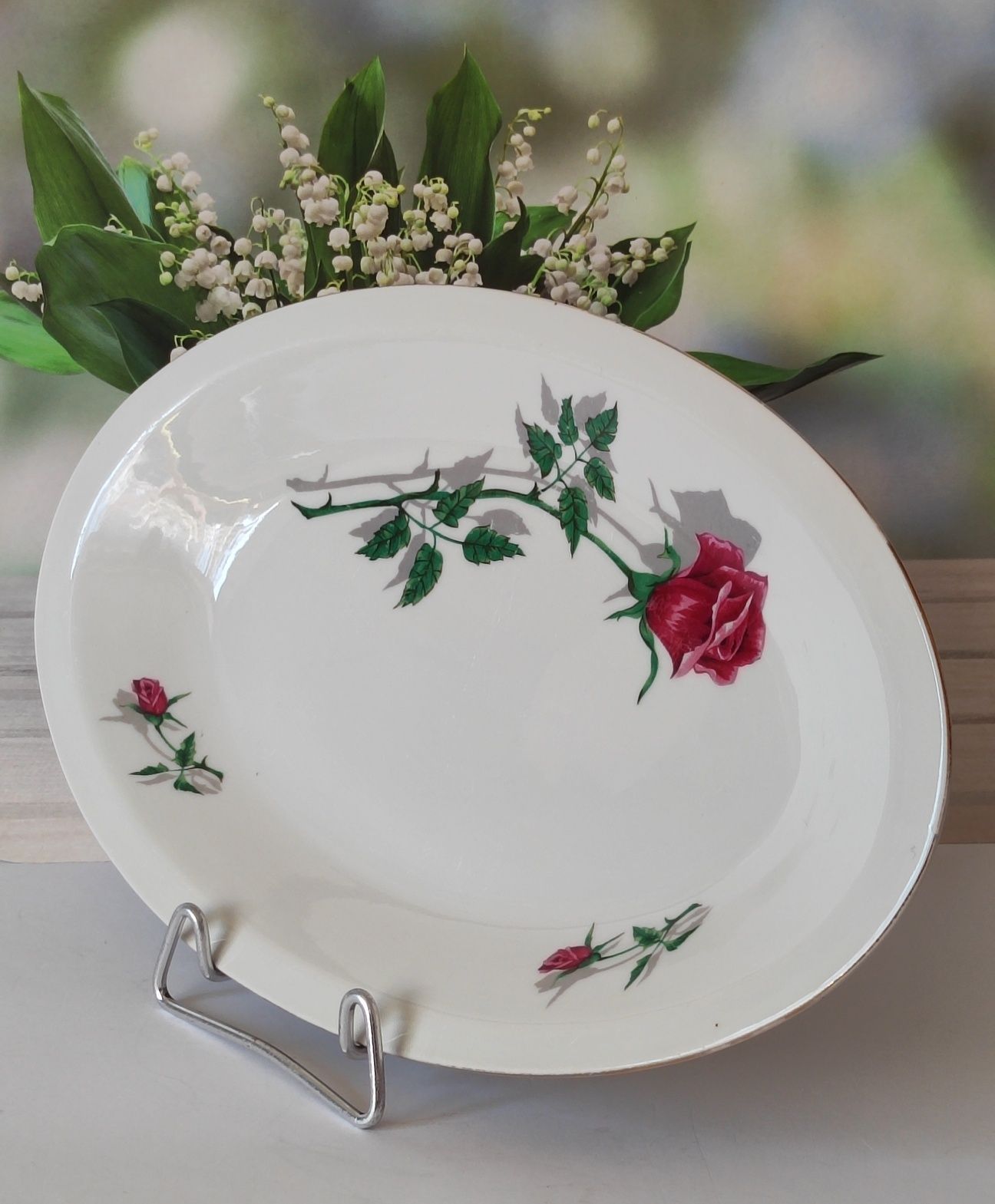 Piękna stara porcelana różą Chodzież półmisek