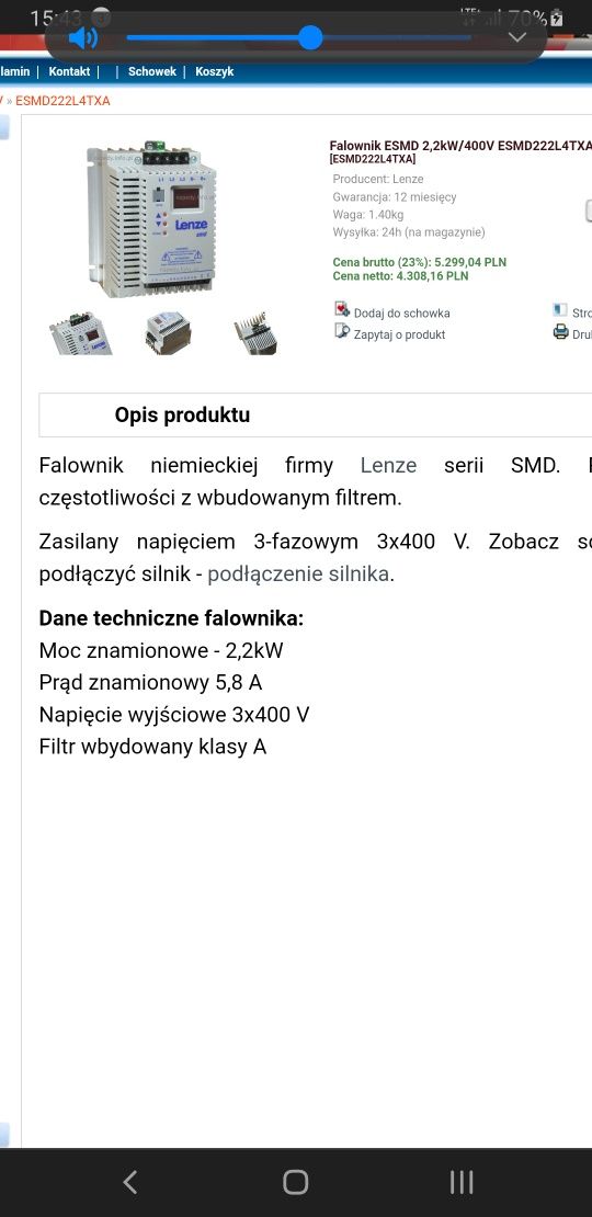Falownik LENZE 2,20kW-3F (ESMD222L4TXA)