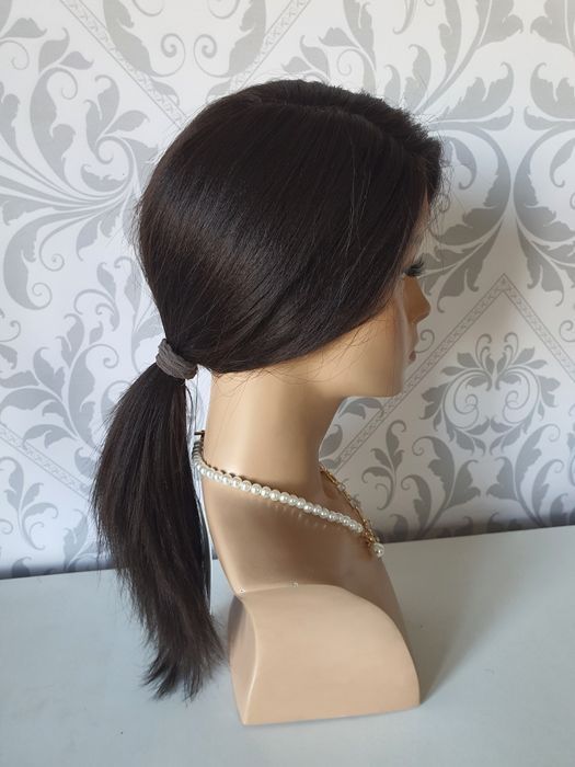 Peruka z włosów naturalnych ciemny brąz Agnieszka lace front