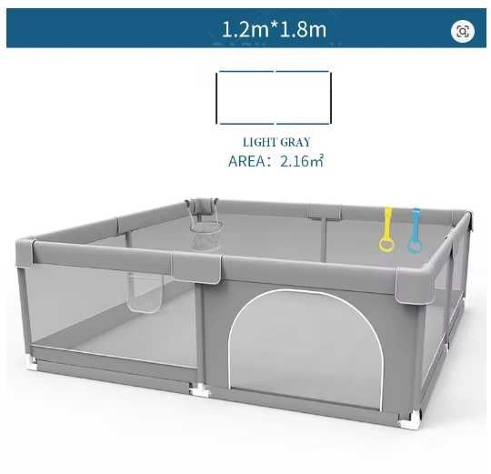 Дитячий розкладний манеж 120х180см сірий