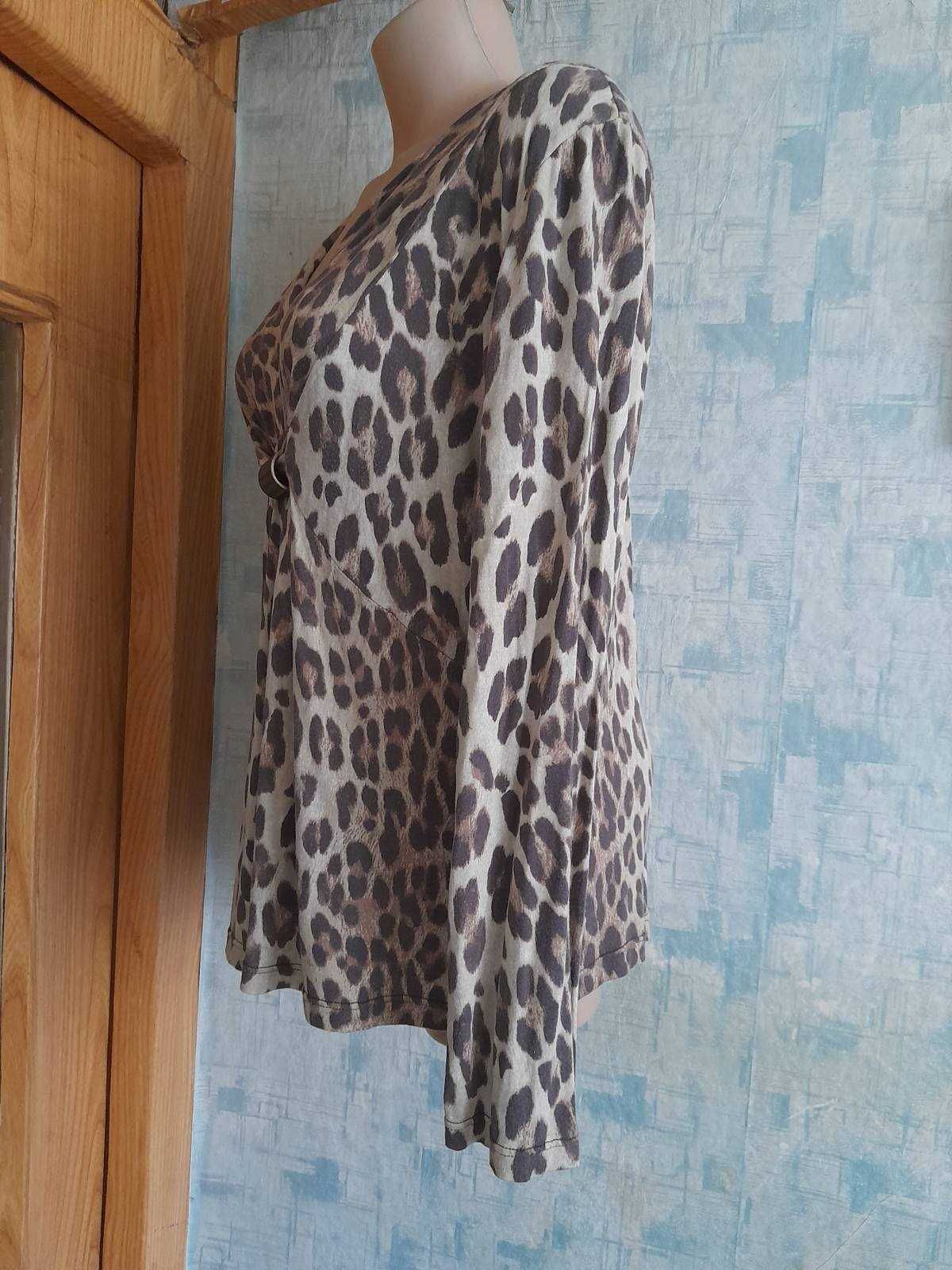 Стрейчева блуза з довгим рукавом леопардовий принт (іспанія) р 50