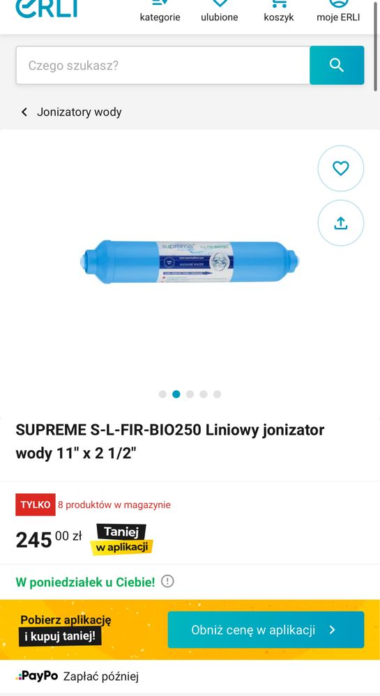 SUPREME S-L-FIR-BIO250 Liniowy jonizator wody 11" x 2 1/2"