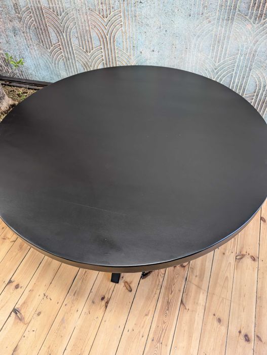 Stół do jadalni z drewna mango okrągły 130 cm czarny LIKWIDACJA SKLEPU