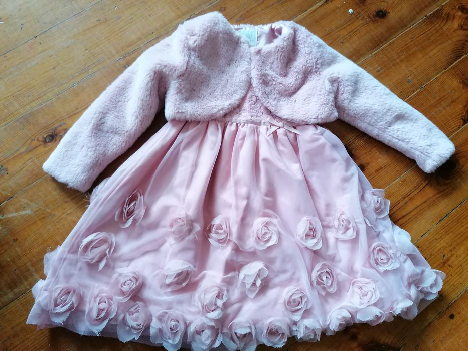 Sukienka z ciepłym bolerkiem 98 cm, różowa