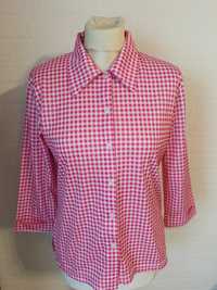 Stylowa koszula damska w różowo-białą kratkę rozmiar L