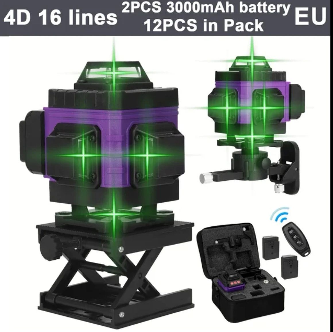 Nível laser 16 linhas verdes Novo extras