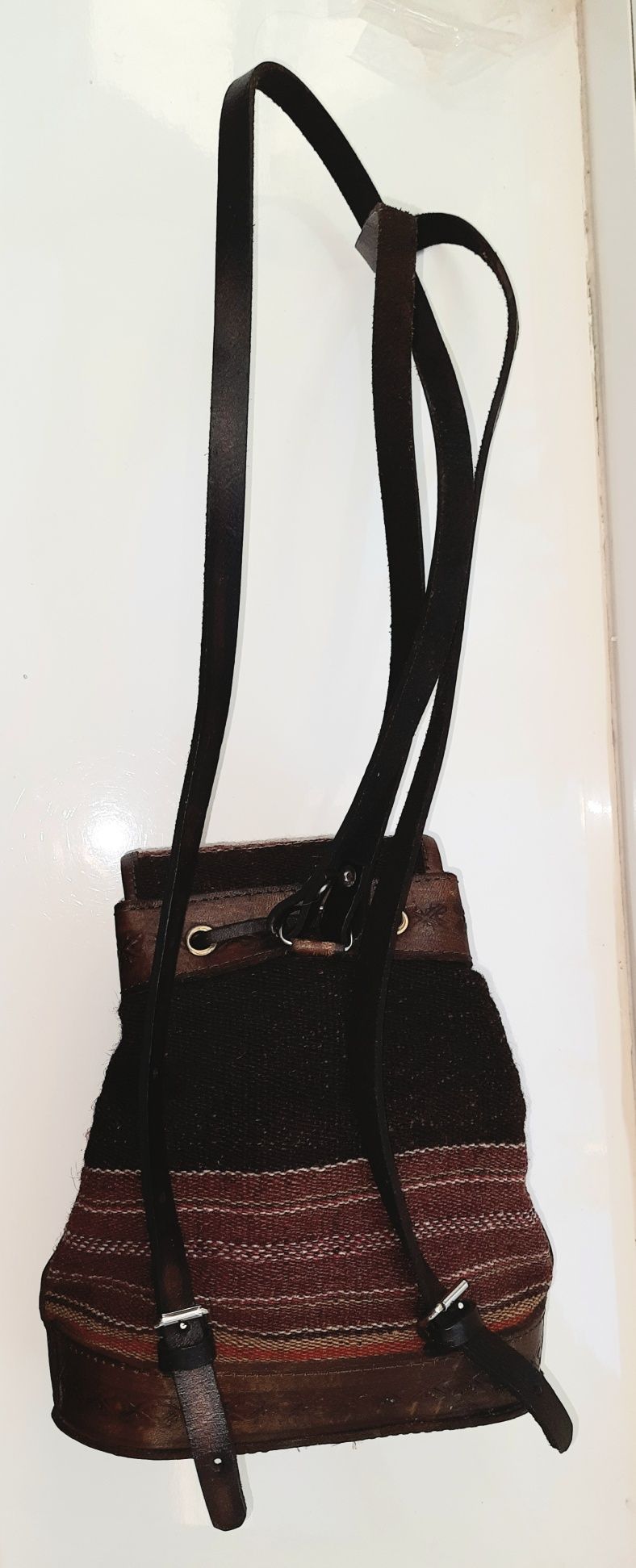 рюкзак небольшой handmade кожаный шерсть ткань карман бохо этно стиль