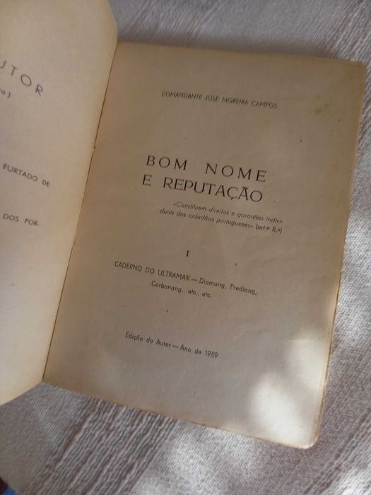 Livro antigo sobre Angola Bom Nome e Reputação José Moreira Campos