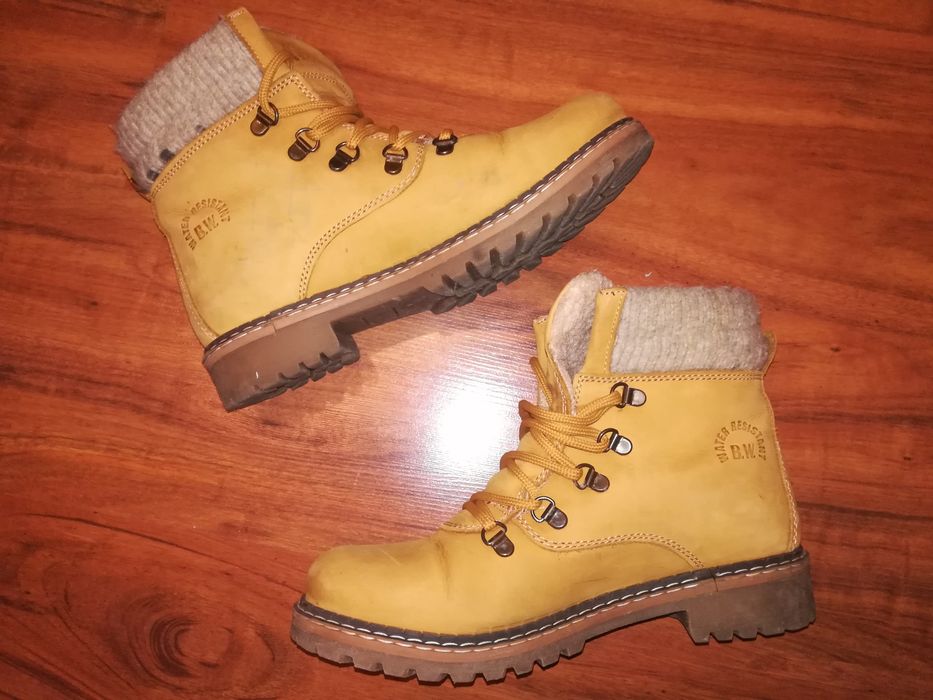 Buty damskie zimowe trapery ocieplane Best walk żółte rozmiar 39