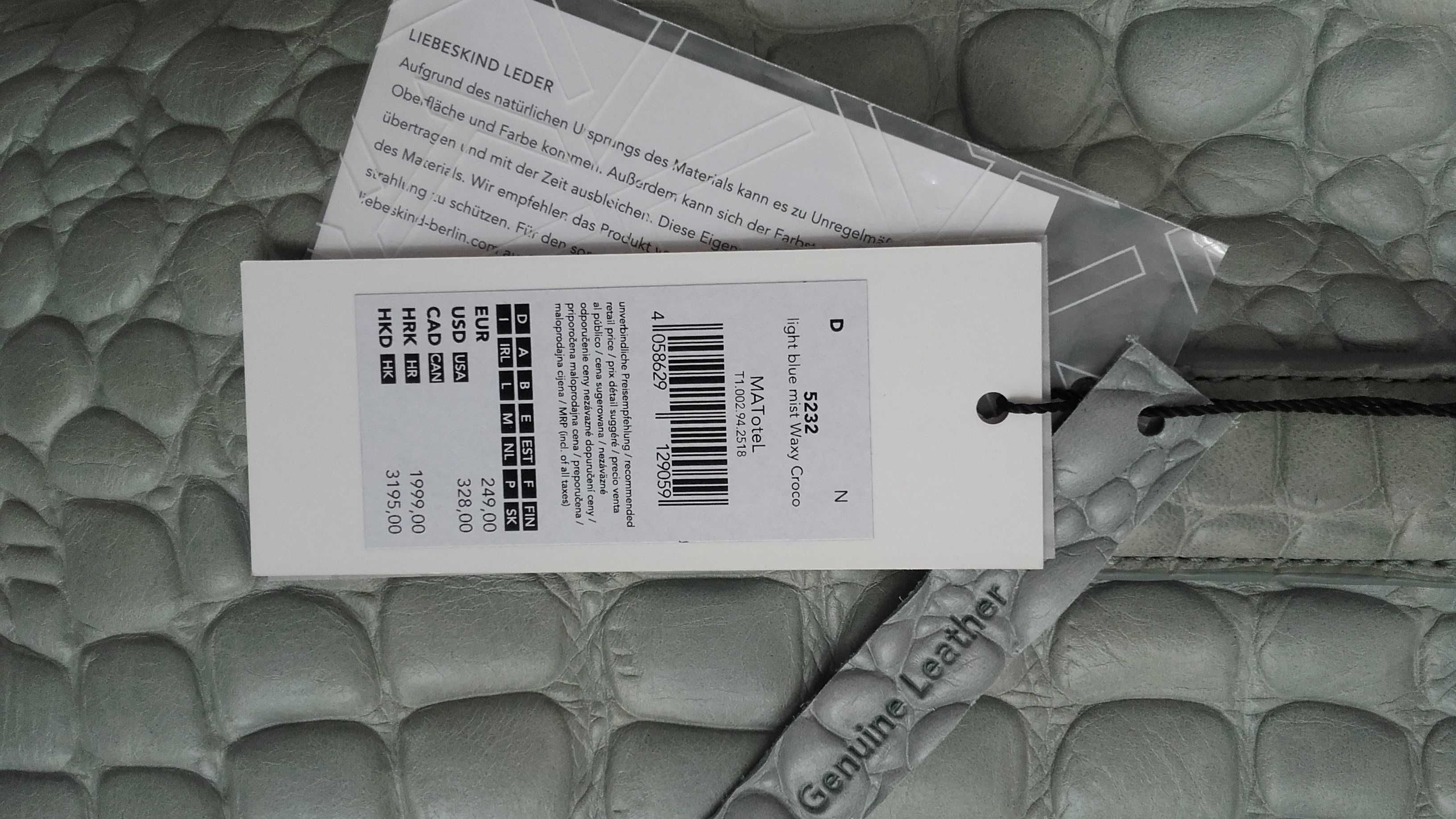 Liebeskind-Nowa torba- shopper bag z portfelem- krokodyl