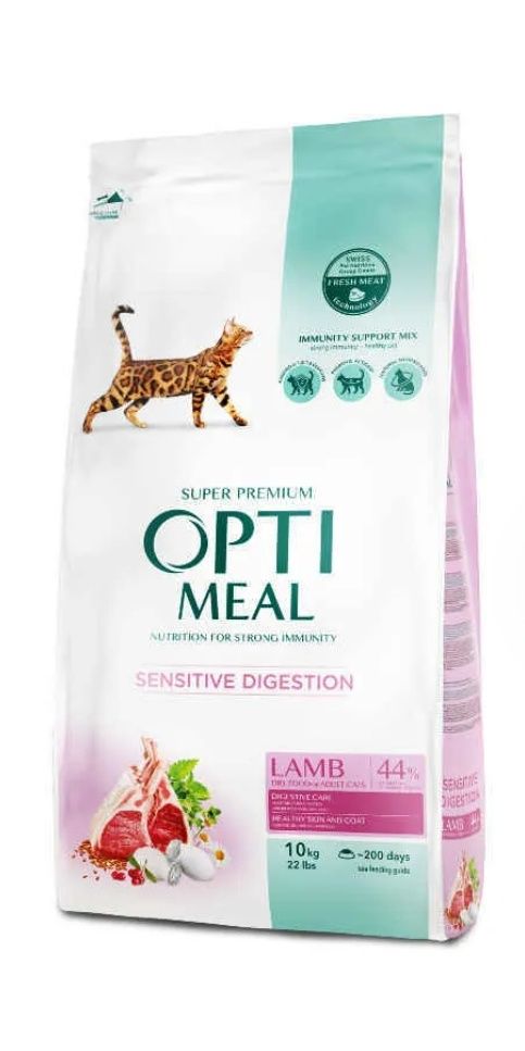 OptiMeal сухой корм для кошек чувствилка с ягненком  10кг
