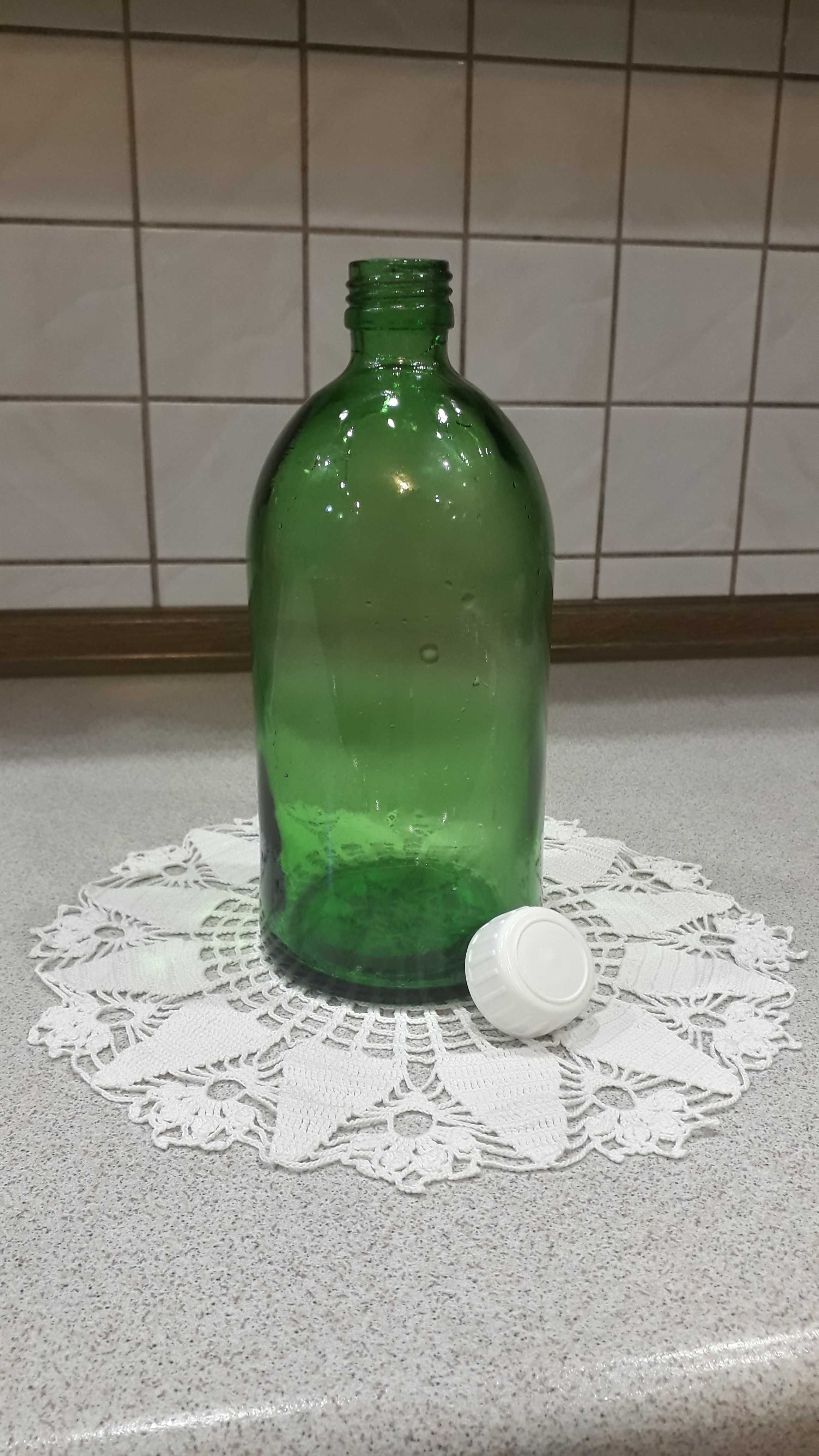 Stara apteczna butelka z zielonego szkła 1000 ml