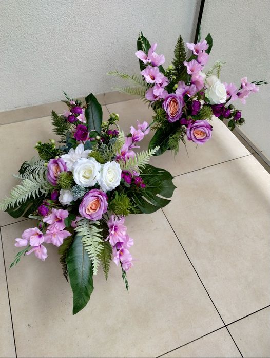 Kompozycja nagrobna z bukietem komplet na cmentarz