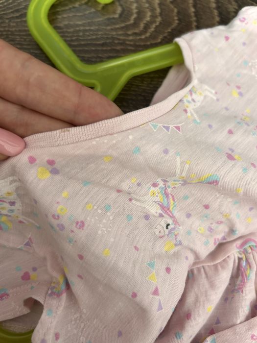 Letnia bawełniana sukienka w jednorożce boho r. 86-92 pudrowy róż