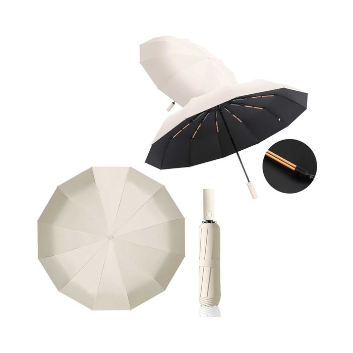 Składany Parasol MAIBAR Automatyczny 24 Żebra Wodoodporny UV Beżowy