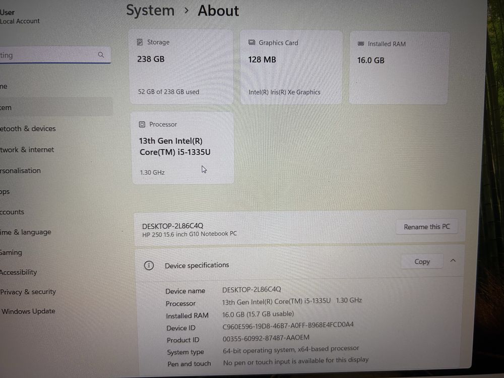 Ноутбук HP 250 G10 i5