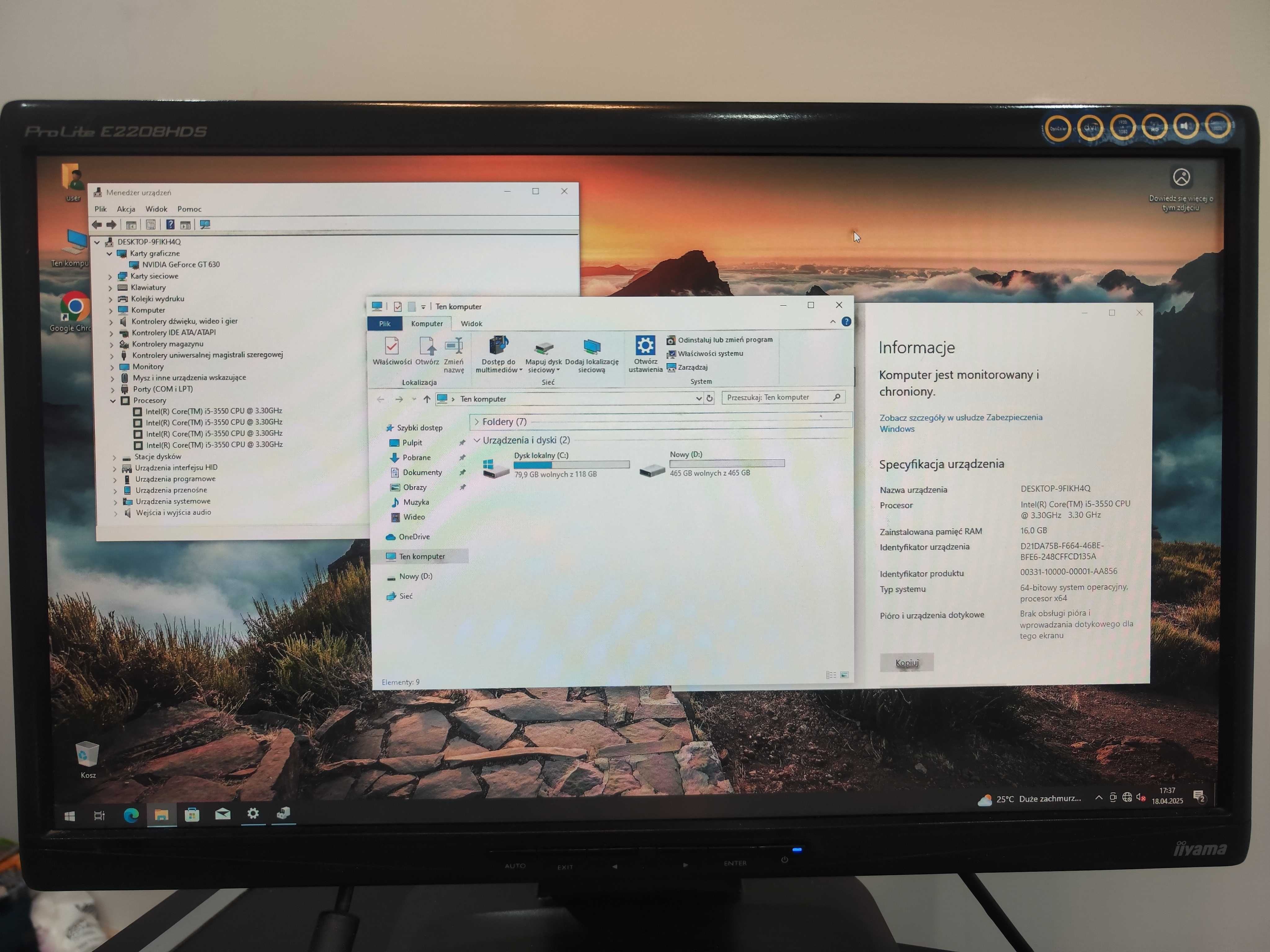 Komputer I5 / Dedykowana karta / 16GB RAM z monitorem