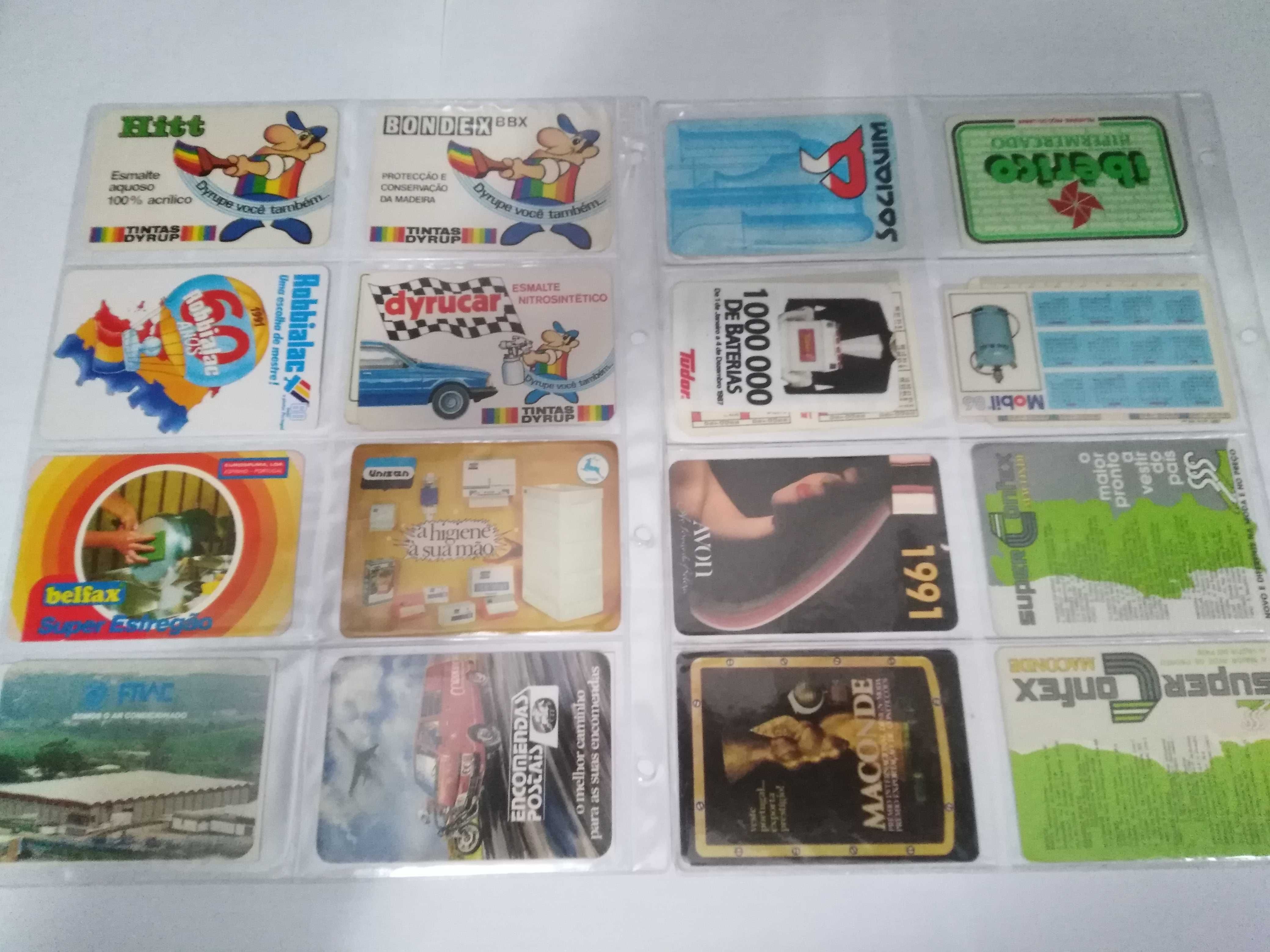 Conjunto de 80 calendarios de marcas antigas com 10 micas arquivadoras