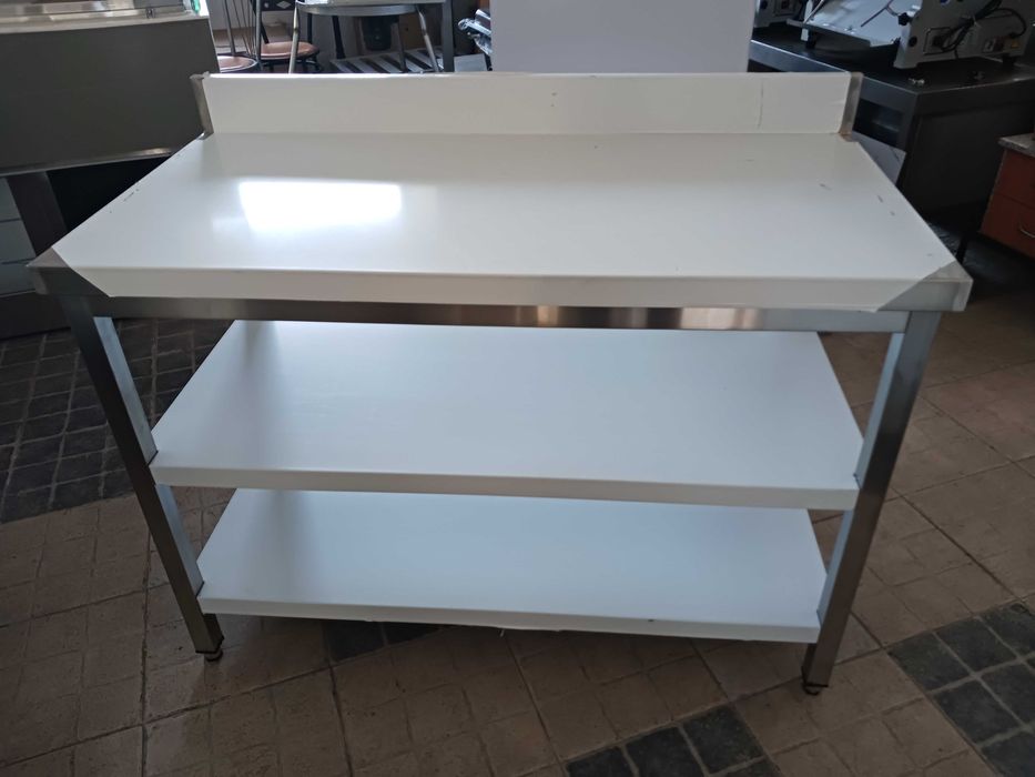 ACM1640 - Bancada Mural Inox de 1,5m com 2 Prateleiras - NOVA