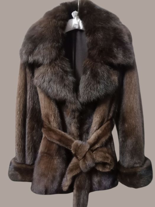 Ог 100см. Норковая шуба с соболем, полушубок. Натуральная шуба