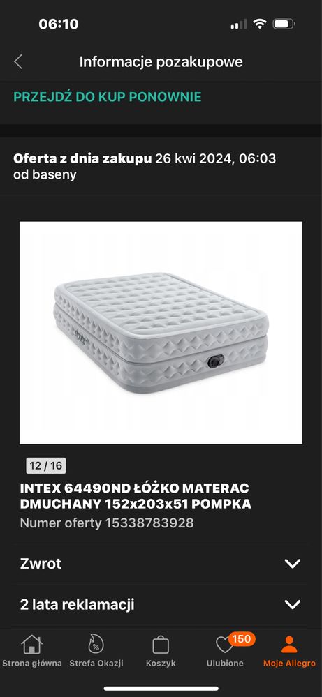 Msterac dmuchany INTEX okazja jak nowy