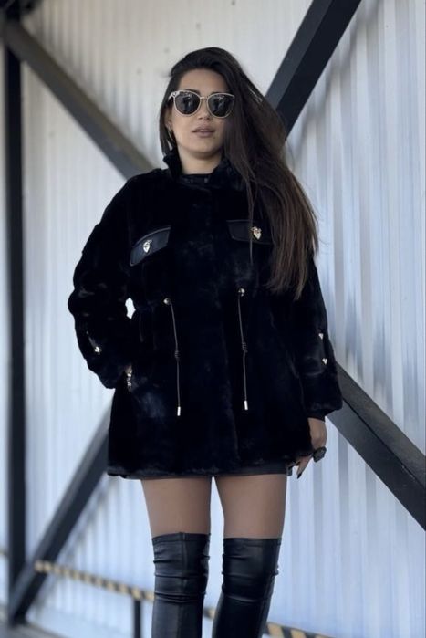 Женская эко шуба черная
