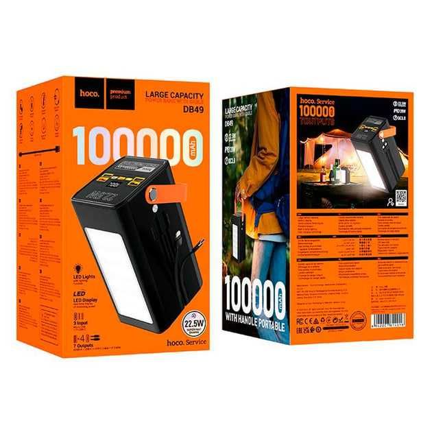 Павербанк power bank HOCO DB49 100000mAh Швидка зарядка 22.5W, ліхтар