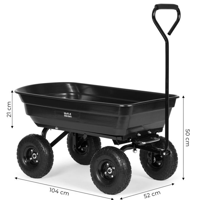 Wózek transportowy ogrodowy taczka wywrotka 75L 200 kg duże pomp koła