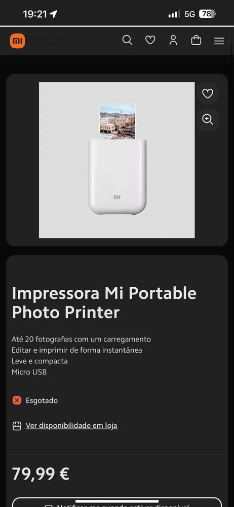 Impressora de Fotos Portátil Xiaomi Mi, Compacta e de Alta Qualidade